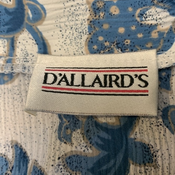 D’Allaird’s Vintage Office Blouse, Lightweight, Opaque, Long Sleeve, Blues - Picture 3 of 10